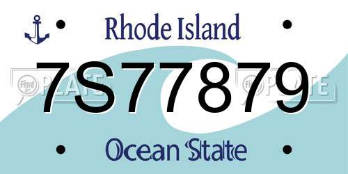 7S77879 Rhode Island License Plate