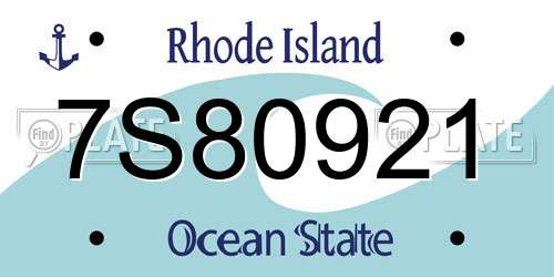 7S80921 Rhode Island License Plate
