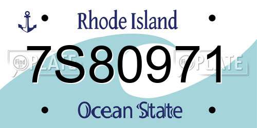 7S80971 Rhode Island License Plate