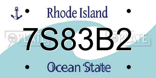 7S83B2 Rhode Island License Plate