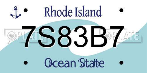 7S83B7 Rhode Island License Plate