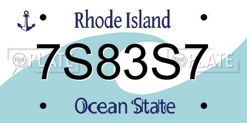 7S83S7 Rhode Island License Plate