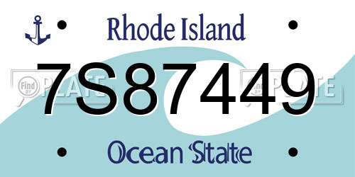 7S87449 Rhode Island License Plate