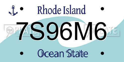 7S96M6 Rhode Island License Plate