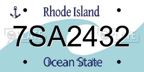 7SA2432 Rhode Island License Plate
