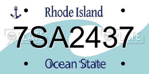 7SA2437 Rhode Island License Plate