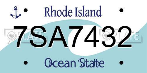 7SA7432 Rhode Island License Plate