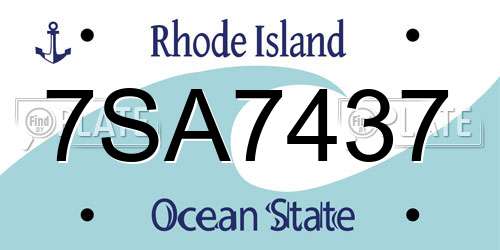 7SA7437 Rhode Island License Plate