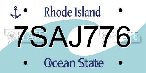 7SAJ776 Rhode Island License Plate