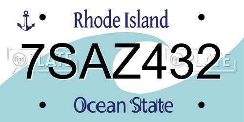 7SAZ432 Rhode Island License Plate