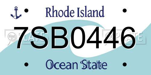 7SB0446 Rhode Island License Plate