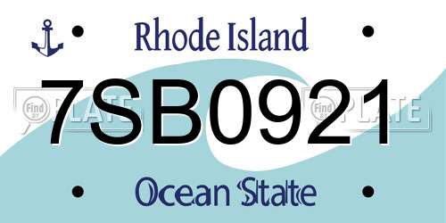 7SB0921 Rhode Island License Plate