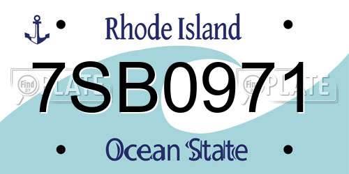 7SB0971 Rhode Island License Plate