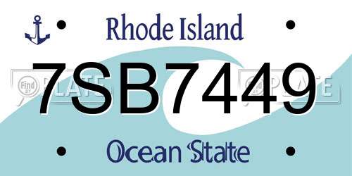 7SB7449 Rhode Island License Plate