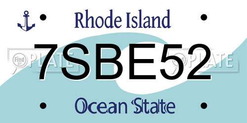 7SBE52 Rhode Island License Plate