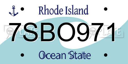 7SBO971 Rhode Island License Plate