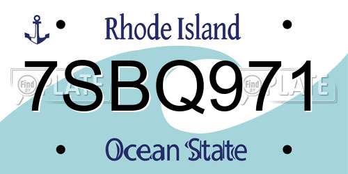 7SBQ971 Rhode Island License Plate