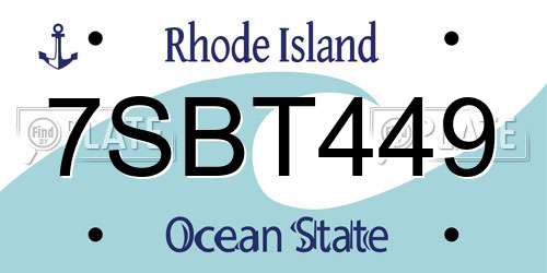7SBT449 Rhode Island License Plate