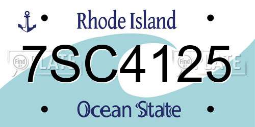 7SC4125 Rhode Island License Plate