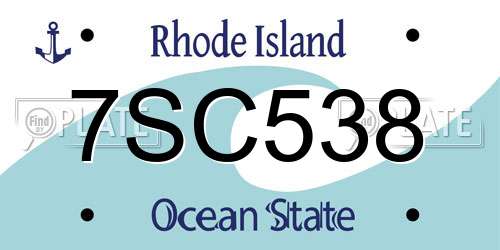 7SC538 Rhode Island License Plate