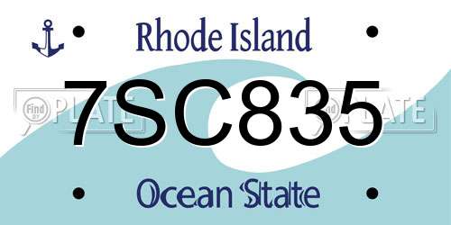 7SC835 Rhode Island License Plate