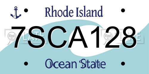 7SCA128 Rhode Island License Plate