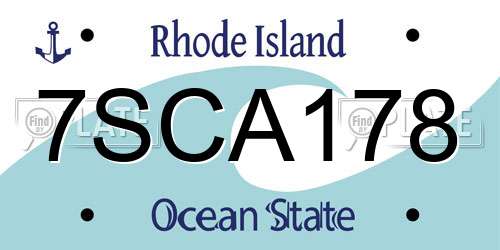7SCA178 Rhode Island License Plate