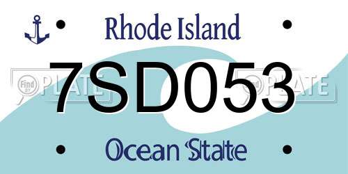 7SD053 Rhode Island License Plate