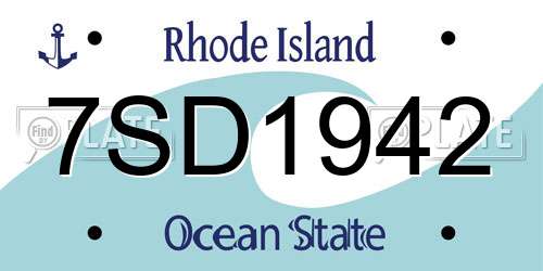 7SD1942 Rhode Island License Plate