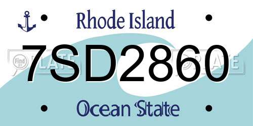 7SD2860 Rhode Island License Plate