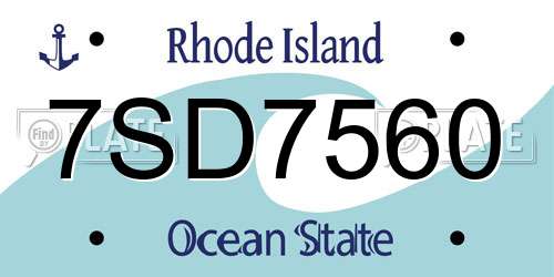 7SD7560 Rhode Island License Plate