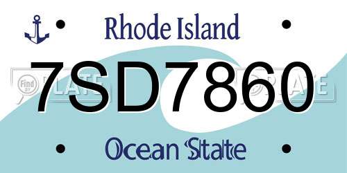 7SD7860 Rhode Island License Plate