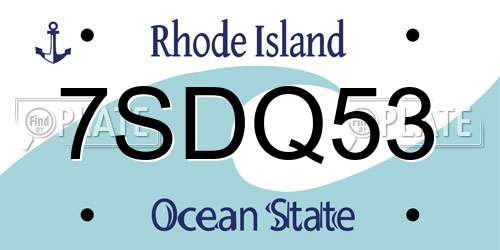 7SDQ53 Rhode Island License Plate