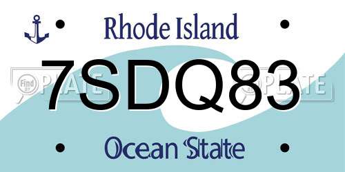 7SDQ83 Rhode Island License Plate