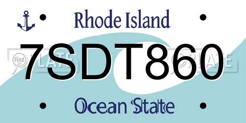 7SDT860 Rhode Island License Plate