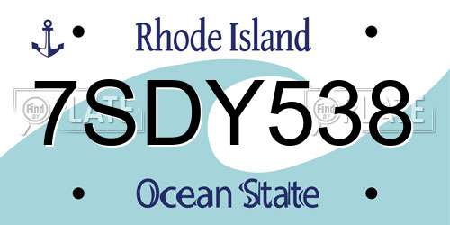 7SDY538 Rhode Island License Plate