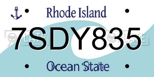 7SDY835 Rhode Island License Plate
