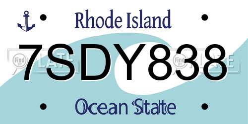 7SDY838 Rhode Island License Plate