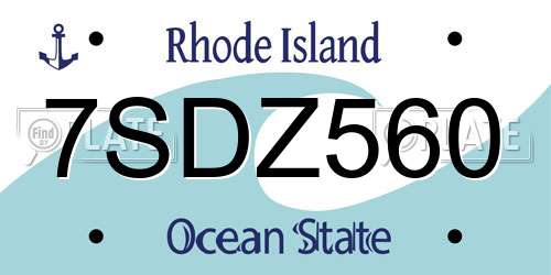 7SDZ560 Rhode Island License Plate