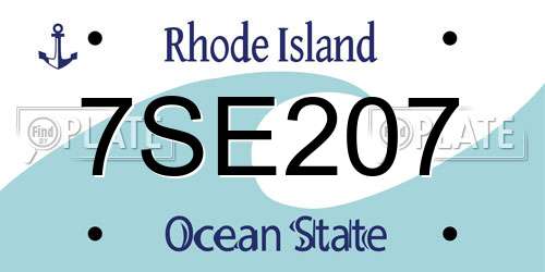 7SE207 Rhode Island License Plate