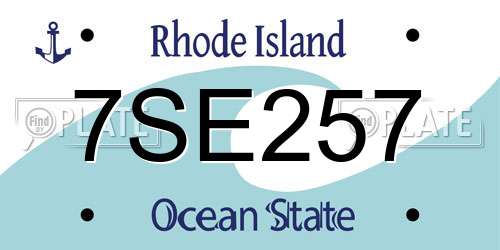 7SE257 Rhode Island License Plate
