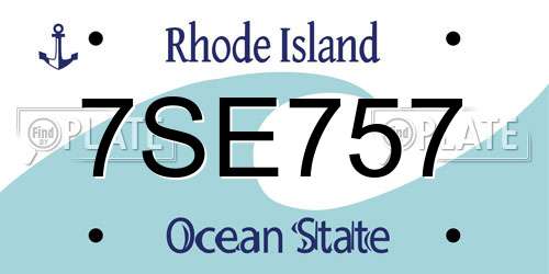 7SE757 Rhode Island License Plate