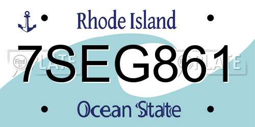 7SEG861 Rhode Island License Plate
