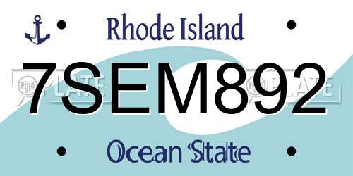 7SEM892 Rhode Island License Plate