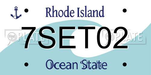 7SET02 Rhode Island License Plate