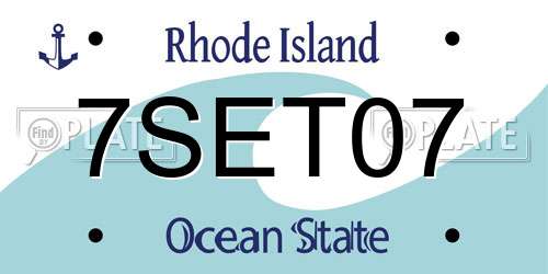 7SET07 Rhode Island License Plate