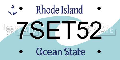 7SET52 Rhode Island License Plate