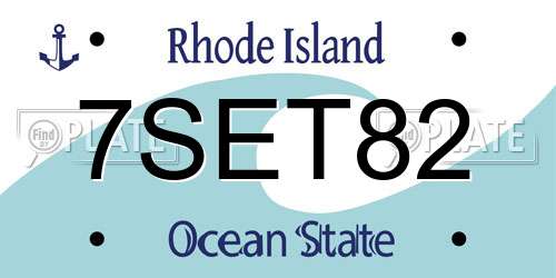 7SET82 Rhode Island License Plate
