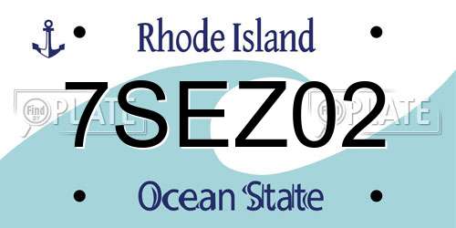 7SEZ02 Rhode Island License Plate