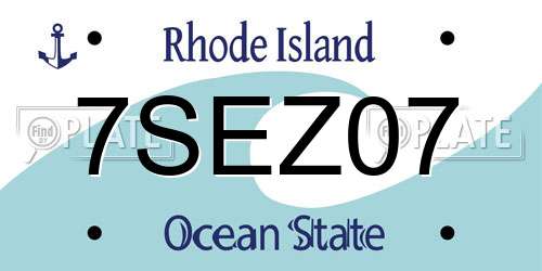 7SEZ07 Rhode Island License Plate